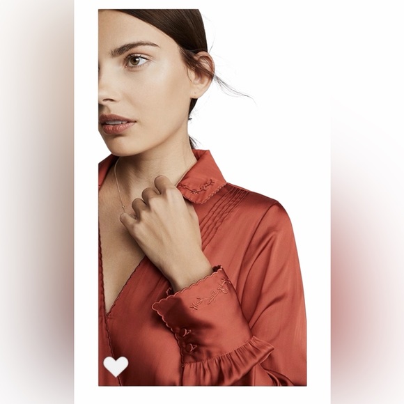 NWT! Paige Tulip Red Parisa Embroidered Detail Satin Wrap Dress. Size XS. - Picture 3 of 14